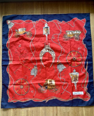 Elegantes Seidentuch, Vintage-Look, Rot/Blau, Top Zustand!