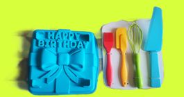 Silikon Form "Happy Birthday" und Back Utensilien Kids Neu!