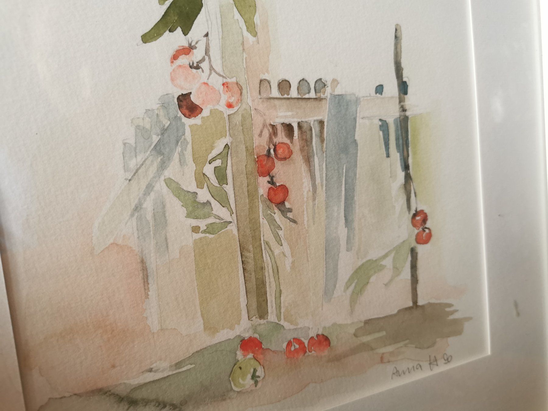 Gemälde: Aquarell Tomaten Original Malerei – Gebraucht aus Berneck von Hansi_Muenz 1
