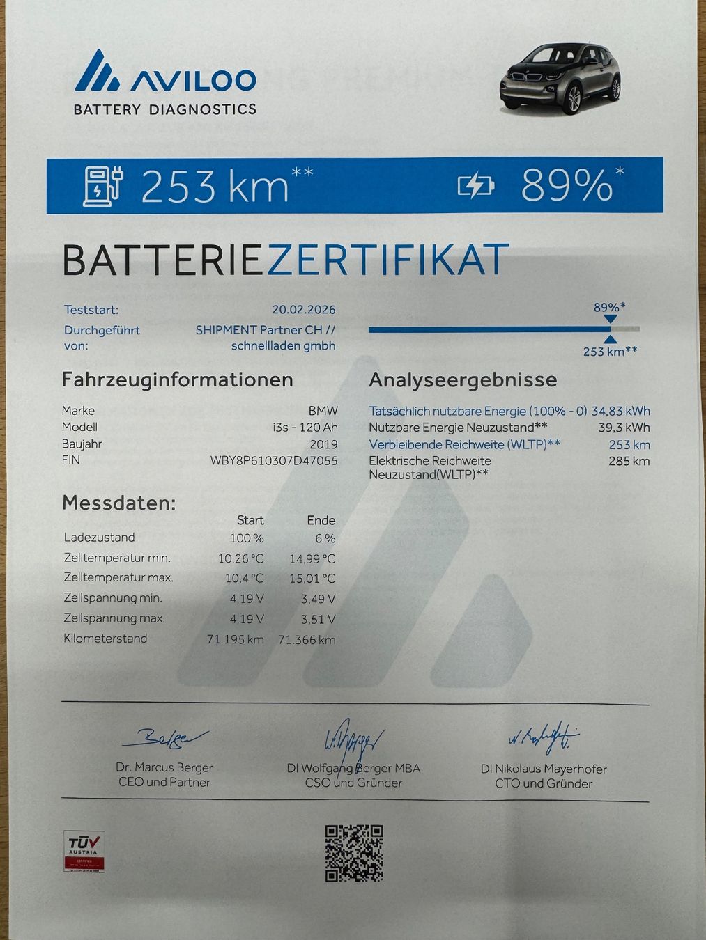 BMW Autos: BMW i3s 120Ah SoH 89% – D'occasion à Höfen b. Thun par Tradeseller 2