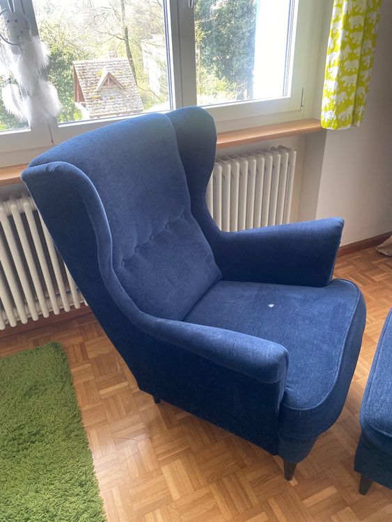 IKEA Strandmon Ohrensessel mit Hocker Kaufen auf Ricardo