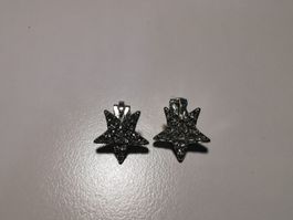Funkelnde Stern Ohrclips, silberfarben