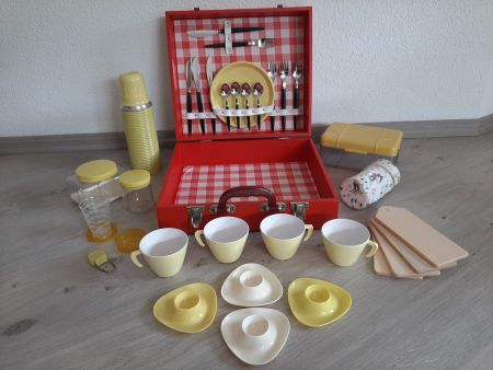 50er 60er J. Mid Century Picknickkoffer Oldtimer Camping