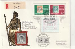 Numisbrief 100 Jahre Postmarke Stehende Helvetia 1982