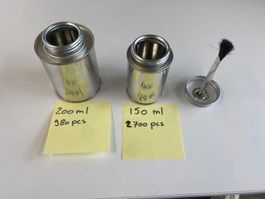 Pots métalliques 200ml et 150ml avec Bouchon/Pinceau
