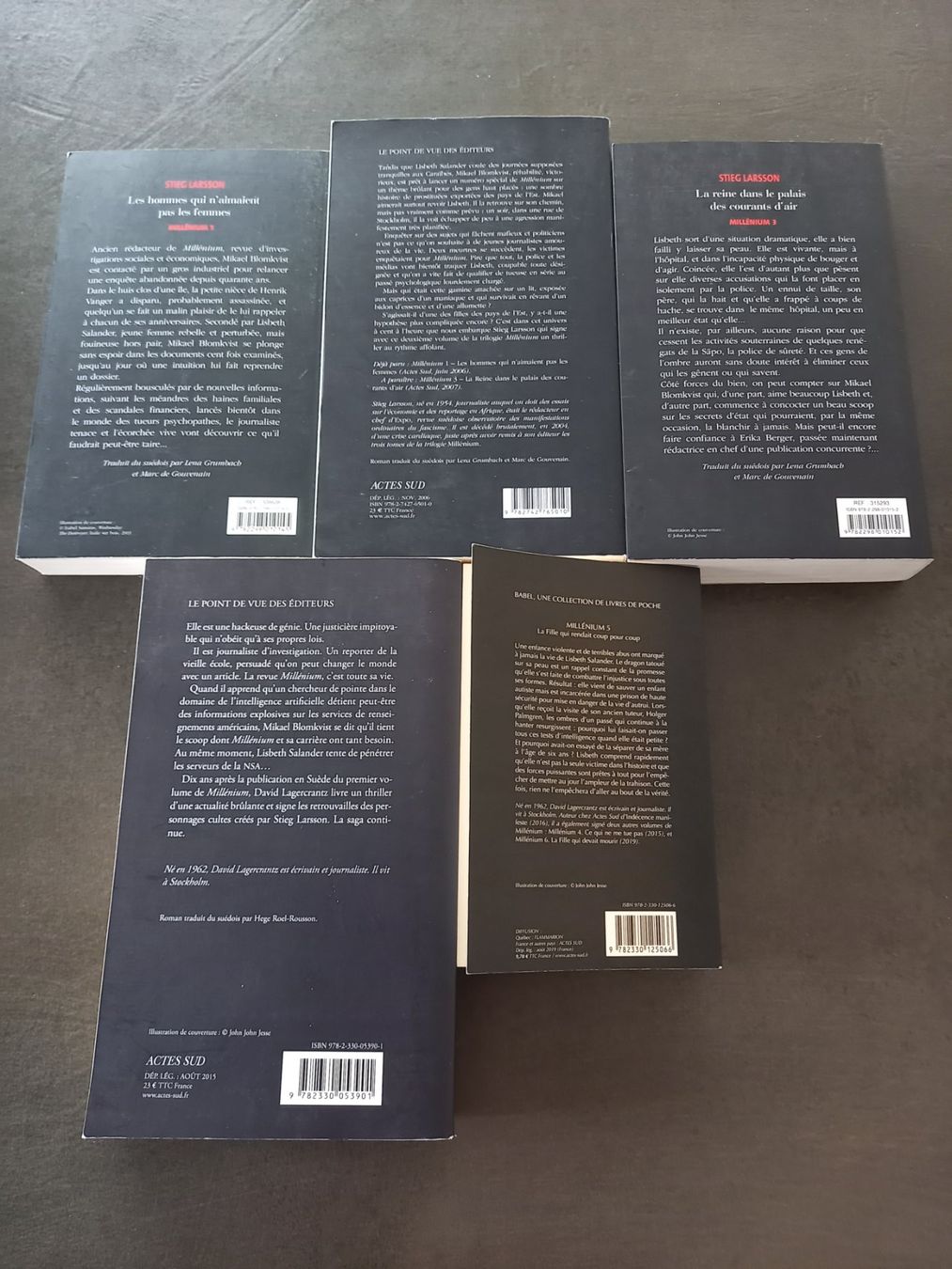 Bücher: Millénium 1, 2, 3 de S. Larsson et 4, 5 de D. Lagercrantz – Gebraucht aus Courtételle von Chris28 1