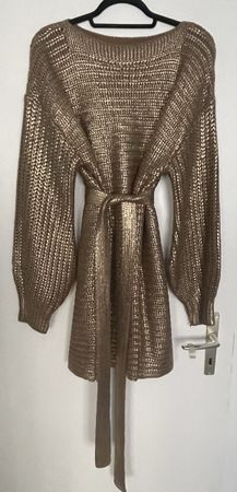 Spectacular gold-coated knitted mini dress one size