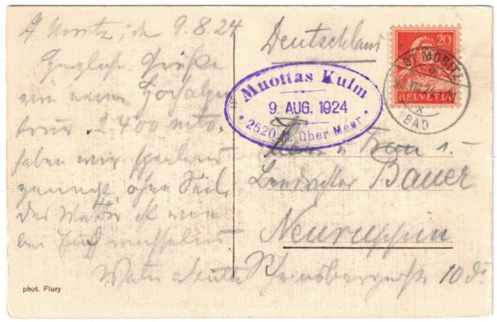 Cartoline postali: St. Moritz - Standseilbahn Muottas Muragl Bergstation – Usato da Binningen venduto da Mountainrider 1