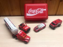 COCA COLA 4x Modellautos + 1x Snack-Box