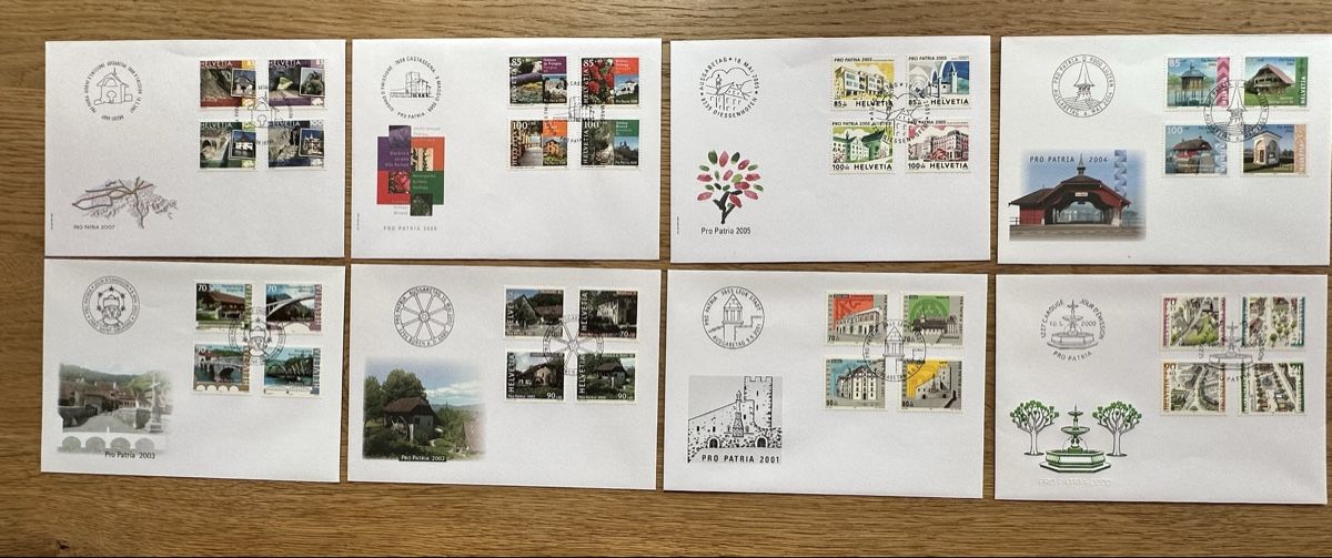 Alle Briefmarken: Schweiz - FDC PRO PATRIA 2000-2007 komplett – Gebraucht aus Schmitten / FR von Samsara169
