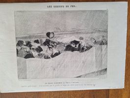 Gravure ancienne "Les chemins de fer" Paris Orléans 19ème...