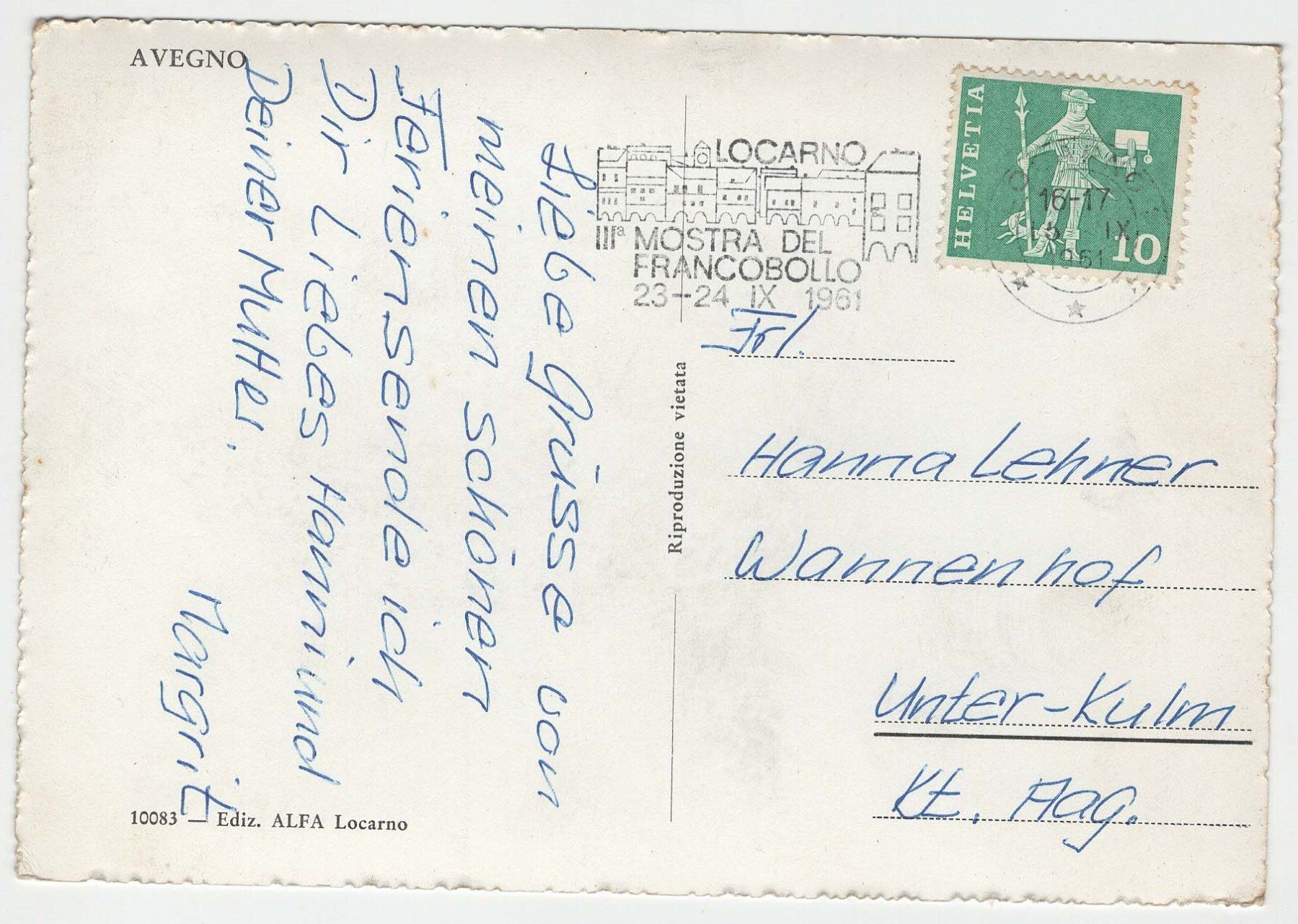 Cartoline postali: Avegno Luftaufnahme – Usato da Winterthur venduto da Wintiwest 1