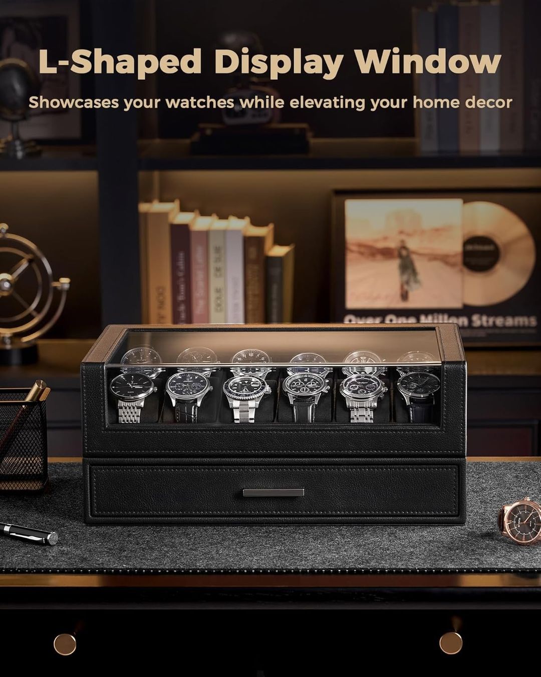 Scatole porta orologi: Uhrenbox 12 Fächer mit Schublade Glasdeckel schwarz – Nuovo e nell'imballaggio originale da Wittenbach venduto da SELVARO 4