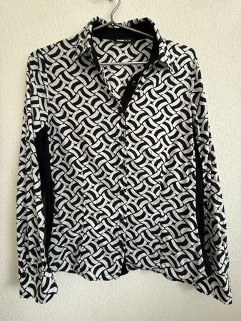 Damen Bluse Frank Walder schwarz weiss Muster Grösse 38