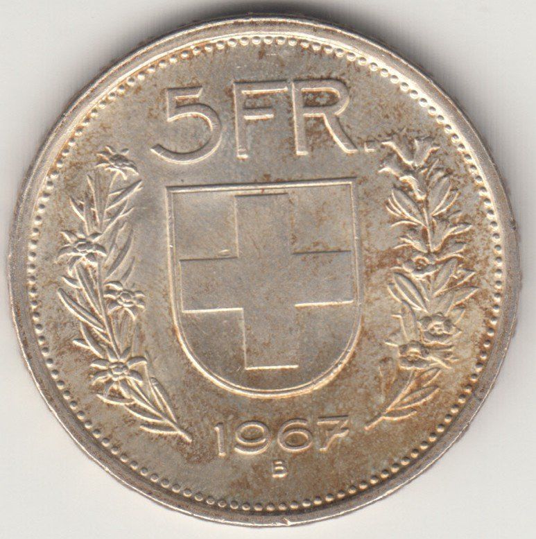Alle Münzen: Fr. 5.- 1967, Silber – Gebraucht aus Bürglen TG von StampGraf