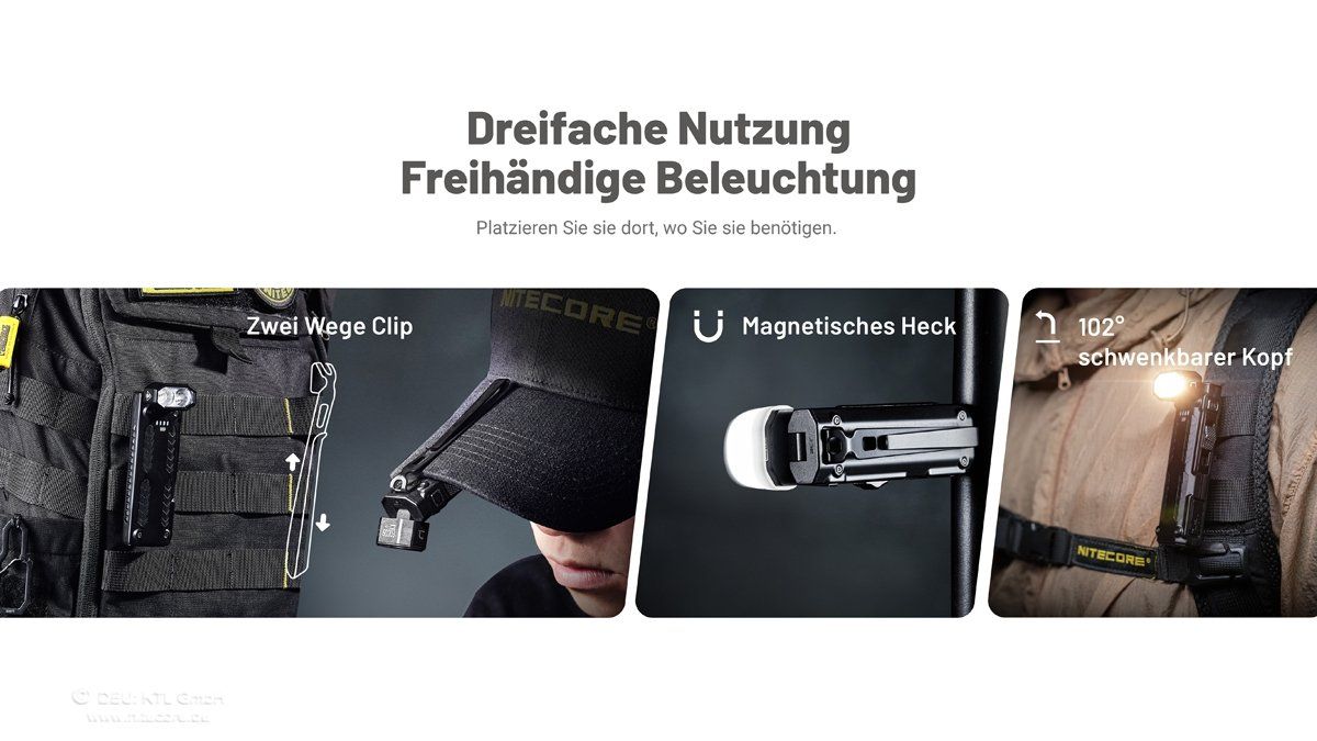 Tutti gli attrezzi: Nitecore EDC09 - 1600 Lumen, Winkellampe, mit Schwenkkopf – Nuovo e nell'imballaggio originale da Grüningen venduto da Prolumin 4