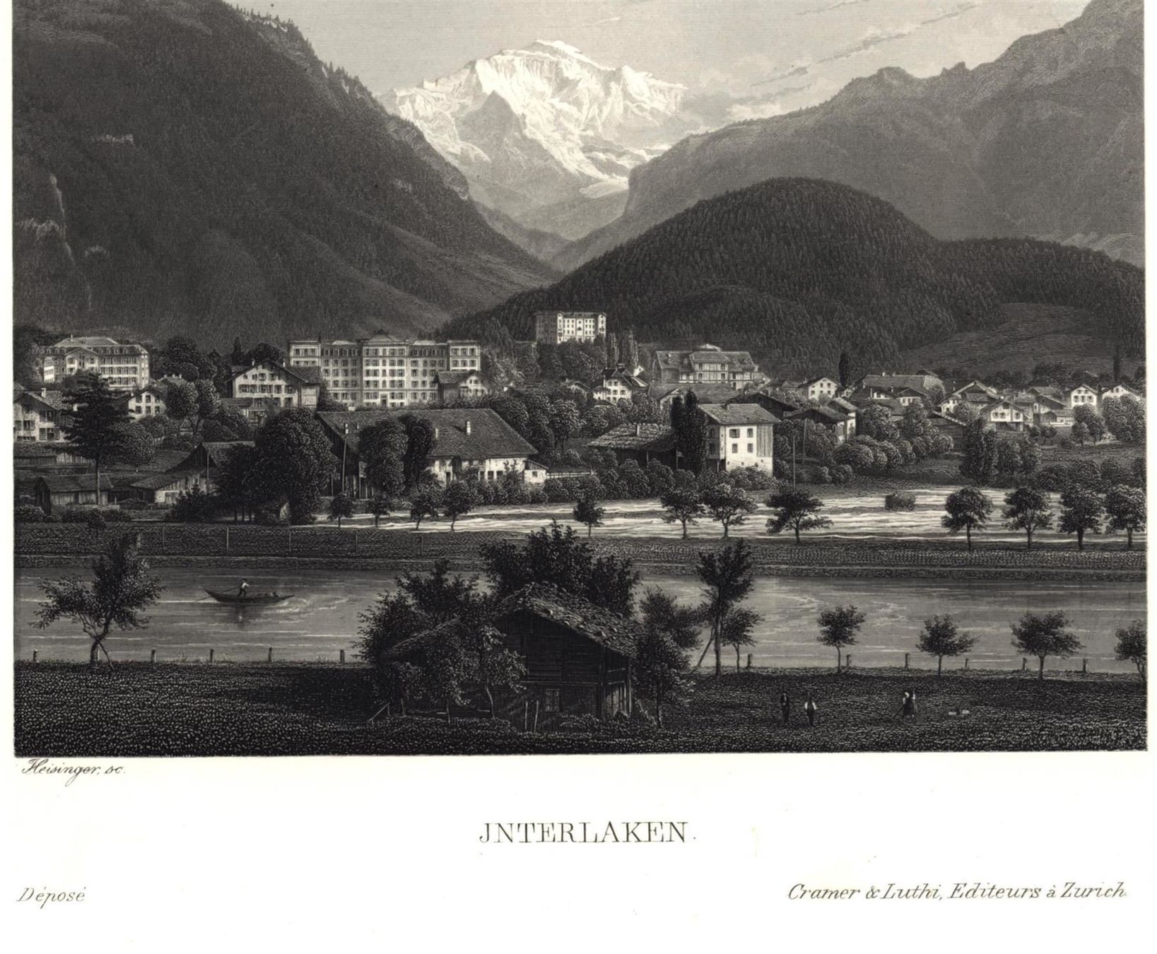 Incisioni: Interlaken  Stahlstich von Heisinger – Usato da Rafz venduto da Helvet32 1