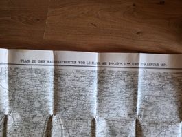 antike Landkarte Nachtgefechte Le Mans 1871