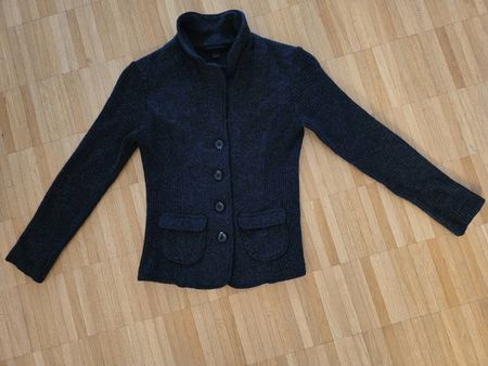 Wolle Strickjacke dunkelgrau