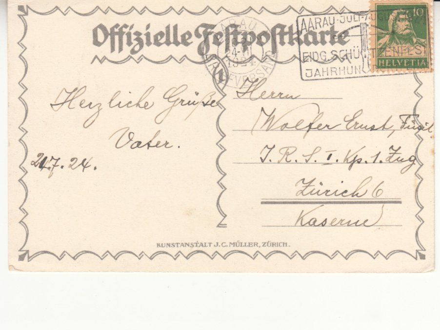 Cartoline postali: Aarau Schützenfest 1924 – Usato da Bürglen TG venduto da StampGraf 1