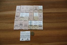 20 alte Karton  Billette von 1984 - 1988 u 1 Getränke Jeton