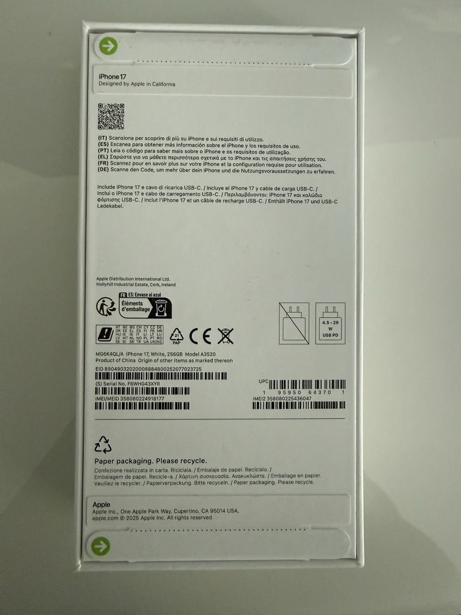 Apple Telefoni cellulari / Smartphones: iPhone 17 256 GB Neue Weiss  – Nuovo e nell'imballaggio originale da Zürich venduto da MarciaBraz 2