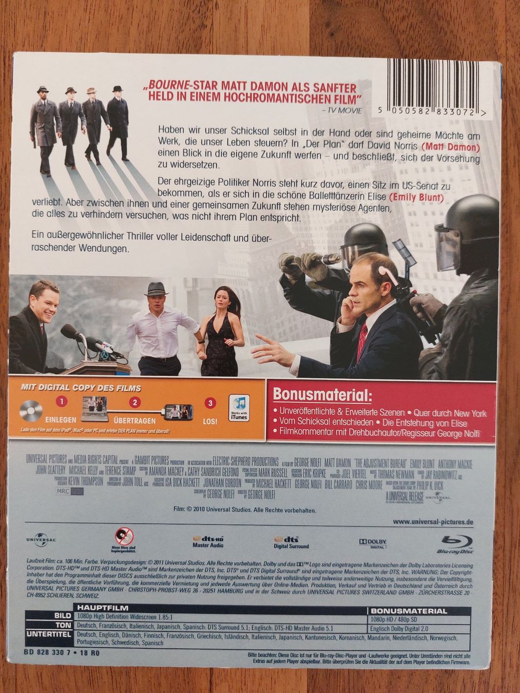 Tutti i DVDs: Blu Ray - Der Plan mit Matt Damon & Emily Blunt – Usato da Rheinfelden venduto da FilmAuktion 1