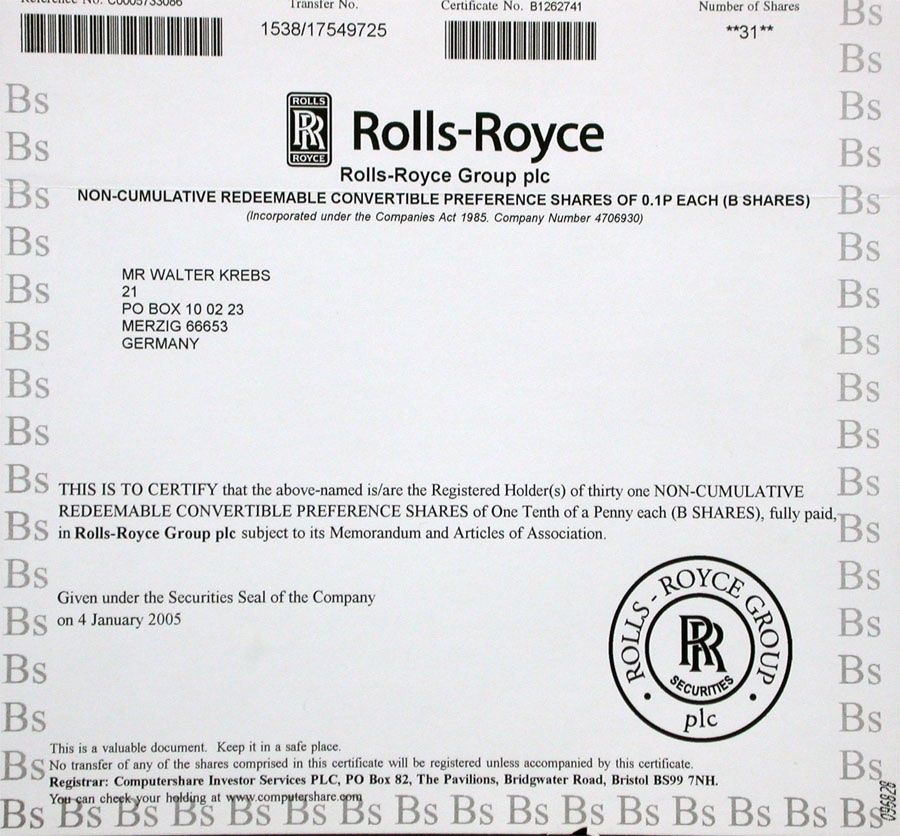 Documents: Rolls-Royce Group plc - 2005 – D'occasion à Solothurn par Sgasche