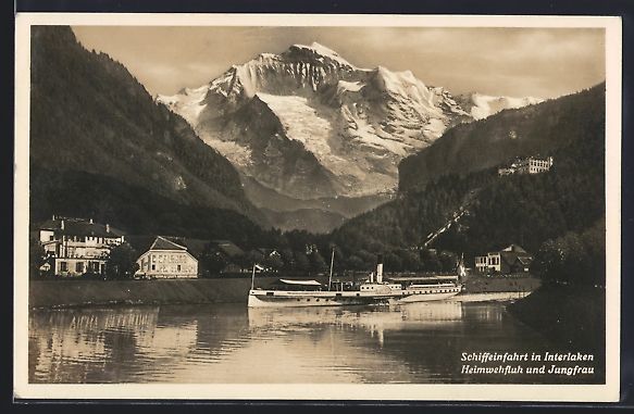 Cartes postales: Interlaken, Einfahrt eines Binnenschiffe – D'occasion à Berlin par bartko-reher