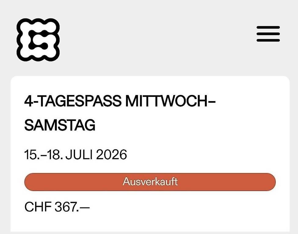 Biglietti: 4 Tagespass Gurtenfestival 2026 – Nuovo e nell'imballaggio originale da Spiegel b. Bern venduto da SchneiderBE