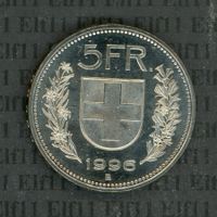 CHF___5.00 1996 stgl * nigelnagelneu! 5 Franken