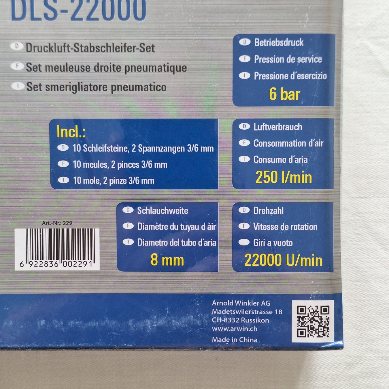 Smerigliatrici & Lucidatrici: Arwin Druckluft – Schleifer DLS-22000 – Nuovo e nell'imballaggio originale da Bergdietikon venduto da Zozo 2
