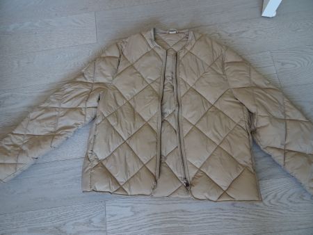 Jacke beige Steppjacke ohne Kragen, Gr. 44