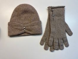 Posssum Set Mütze und Handschuhe beige