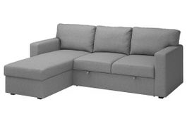 Schlafsofa grau 236cm L mit Bettfunktion und Stauraum