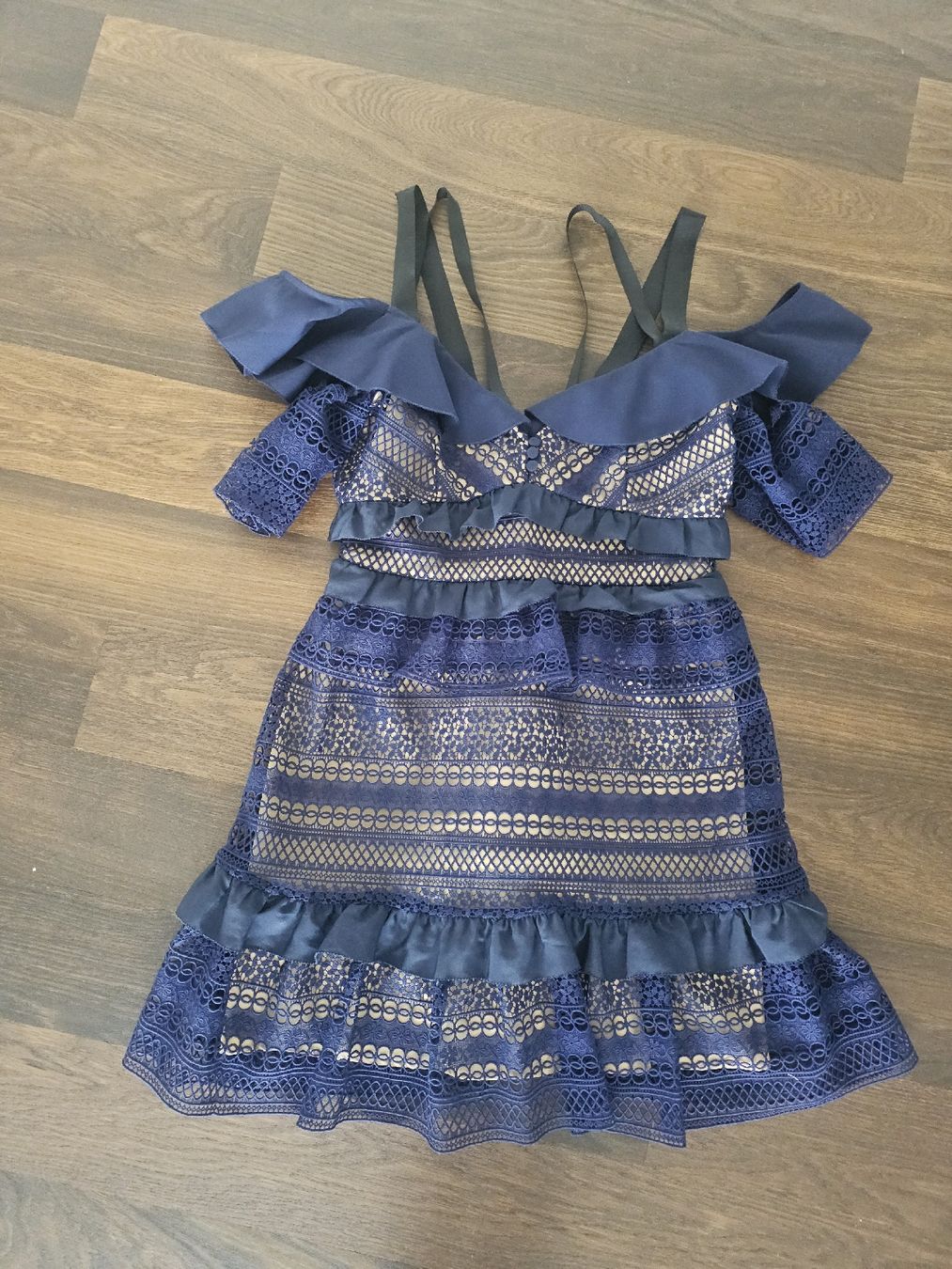 Self-Portrait Vestiti: Self-Portrait Kleid blau Spitzen Off Shoulder  – Usato da Aesch ZH venduto da _tigerlily_ 2
