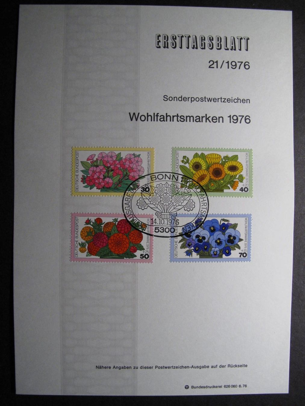 Tutti i francobolli: BRD 1976 / 21  Gartenblumen ETB – Usato da Wil SG venduto da fva01