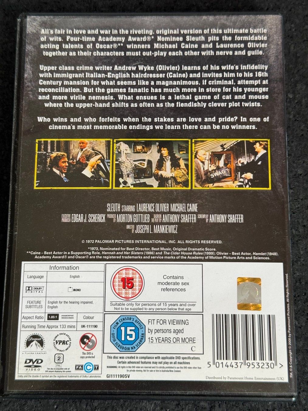 Tutti i DVDs: Sleuth DVD EN Laurence Olivier - Michael Caine – Usato da Fribourg venduto da tschjoly 1