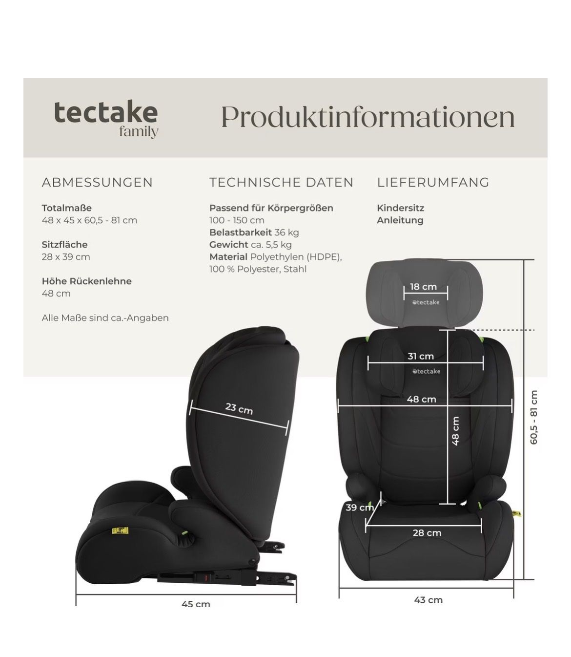 Sièges auto: Tectake Kindersitz,ECE R129/i-Size Norm – Neuf (Voir description) à Zürich par Dolce_90 2