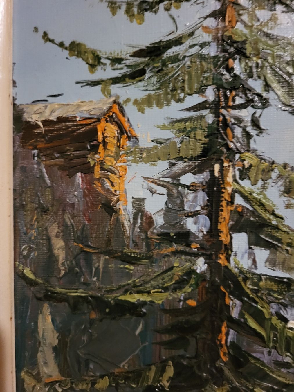 Dipinti: Tableau Cervin depuis la forêt, chalet signé. – Usato da Vevey venduto da oldiz 3