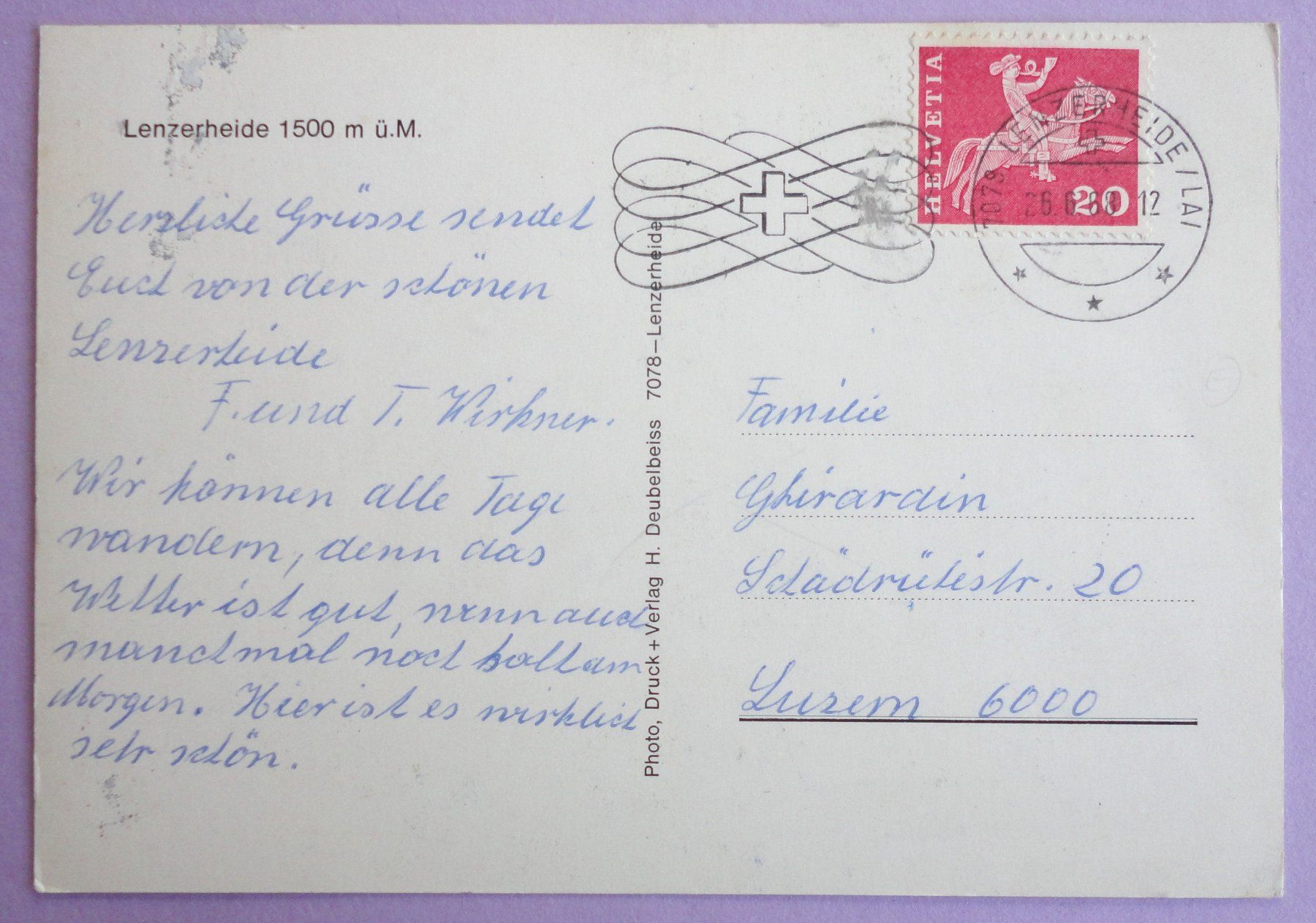 Cartes postales: Lenzerheide 1500 m ü.M. – D'occasion à Fétigny par Billy2miny 1