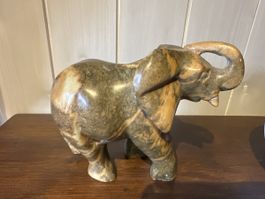 Elefant Figur aus Stein braun marmoriert guter Zustand