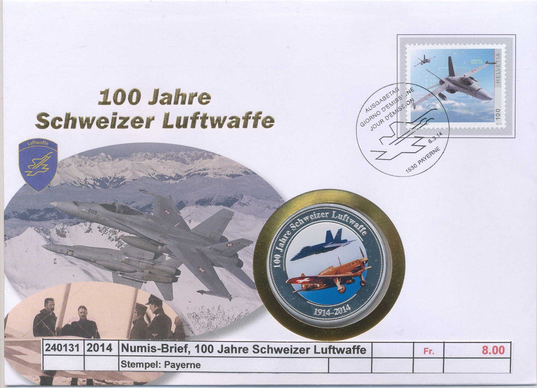 Tous les timbres: 2014 Numis -Brief, 100 Jahre Schweizer Luftwaffe, Payerne – D'occasion à Winterthur par Zupogeru