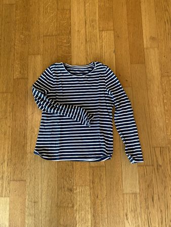 Gestreiftes Langarmshirt, Dunkelblau/Weiss, Gr.134/140