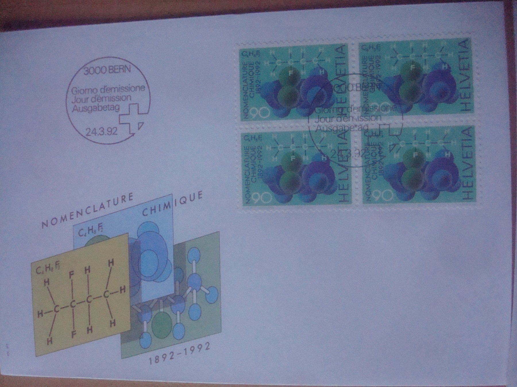 Tutti i francobolli: CH 1992 FDC Serie einzeln und 4er – Usato da Gordola venduto da Polentaefung 4