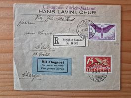 CH-Luftpost R-Brief aus 1925 Zustand gem.Bilder
