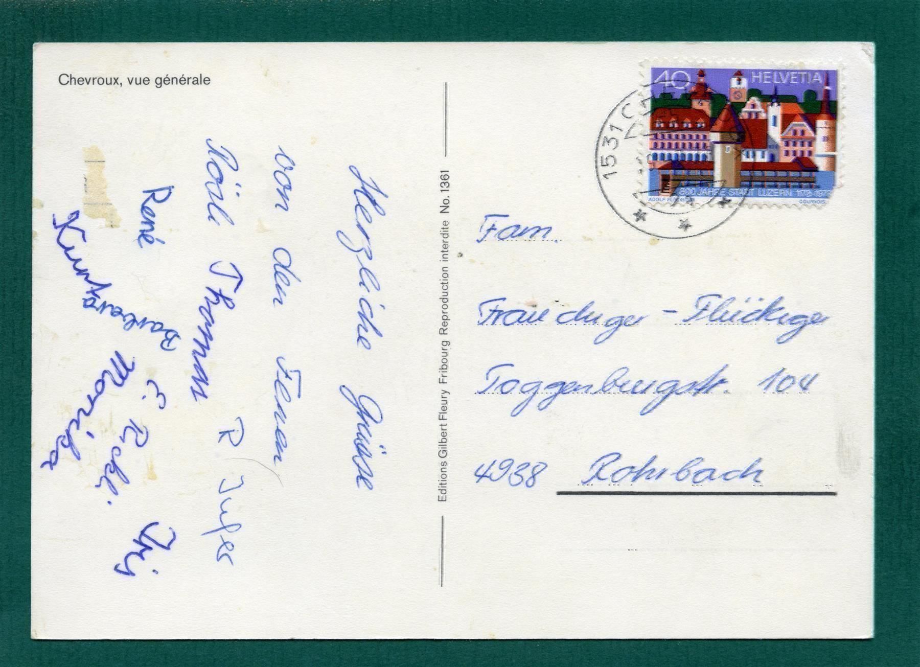 Cartoline postali: Chevroux, vue générale, 1978, gelaufen, Grossformat – Usato da Sargans venduto da Hausi1951 1