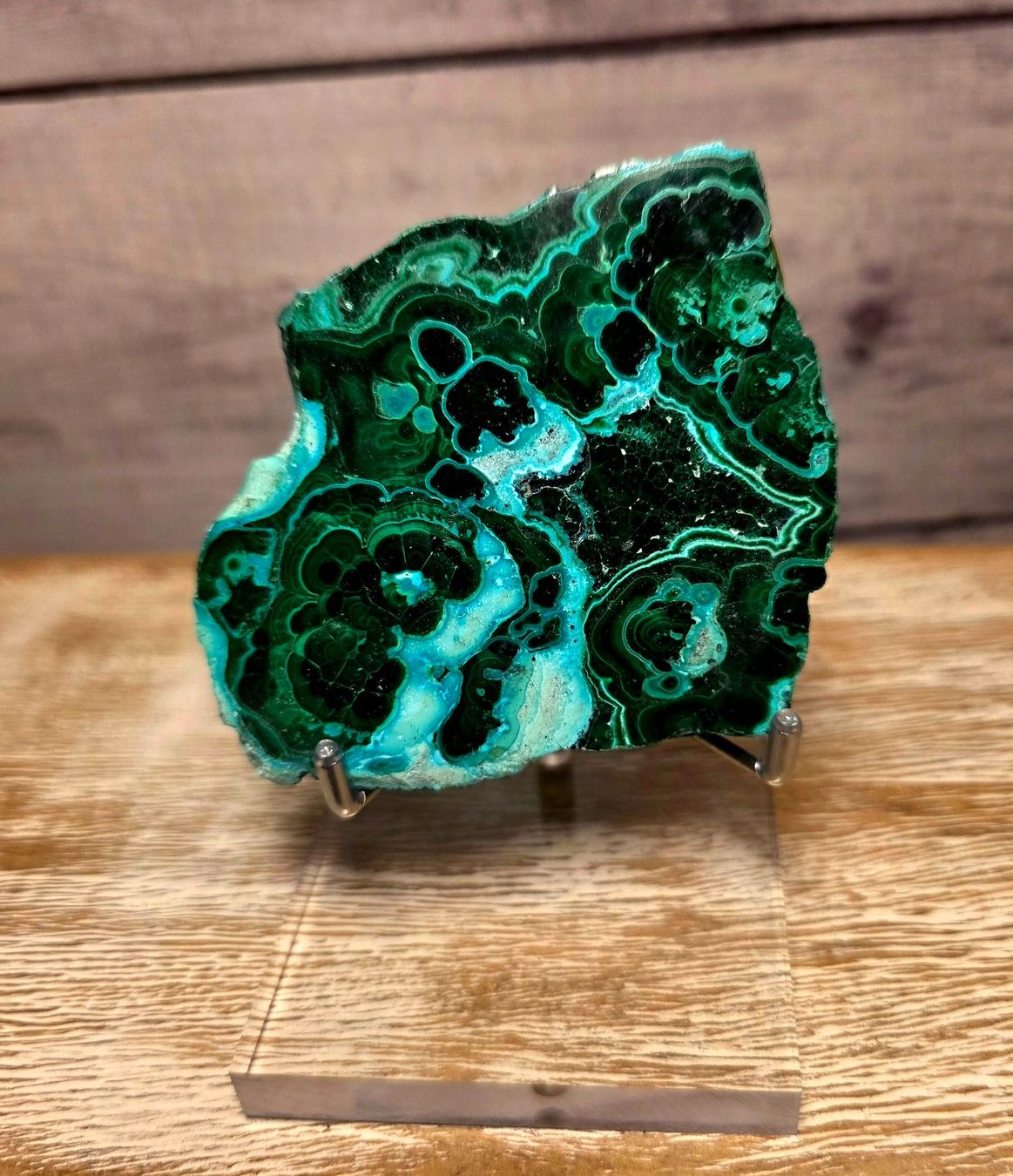 Minerali & Pietre curative: Schwarzer Malachit/Chrysokoll Scheibe 170g – Nuovo e nell'imballaggio originale da Matzingen venduto da Shay_Crystalz 1