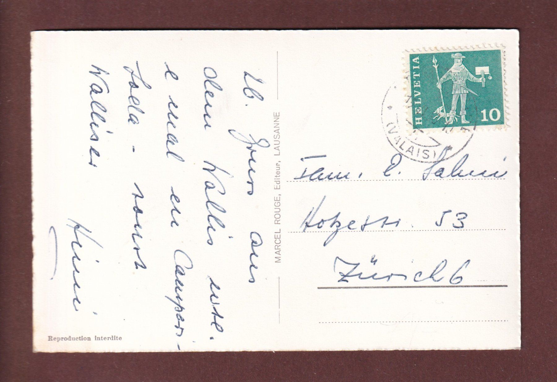 Cartoline postali: ST. MAURICE - 1963 – Usato da Pully venduto da nicecards 1