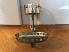Art-Deco-Seifenschalenhalter mit Glas-Aufsatz – geometrisch